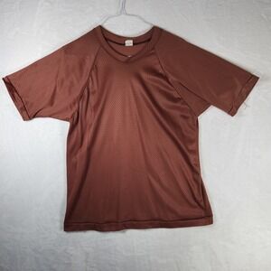 Vtg Champion Mesh Jersey Tee L Brown Nylon 70s 80s Made‎ USA Sportswear